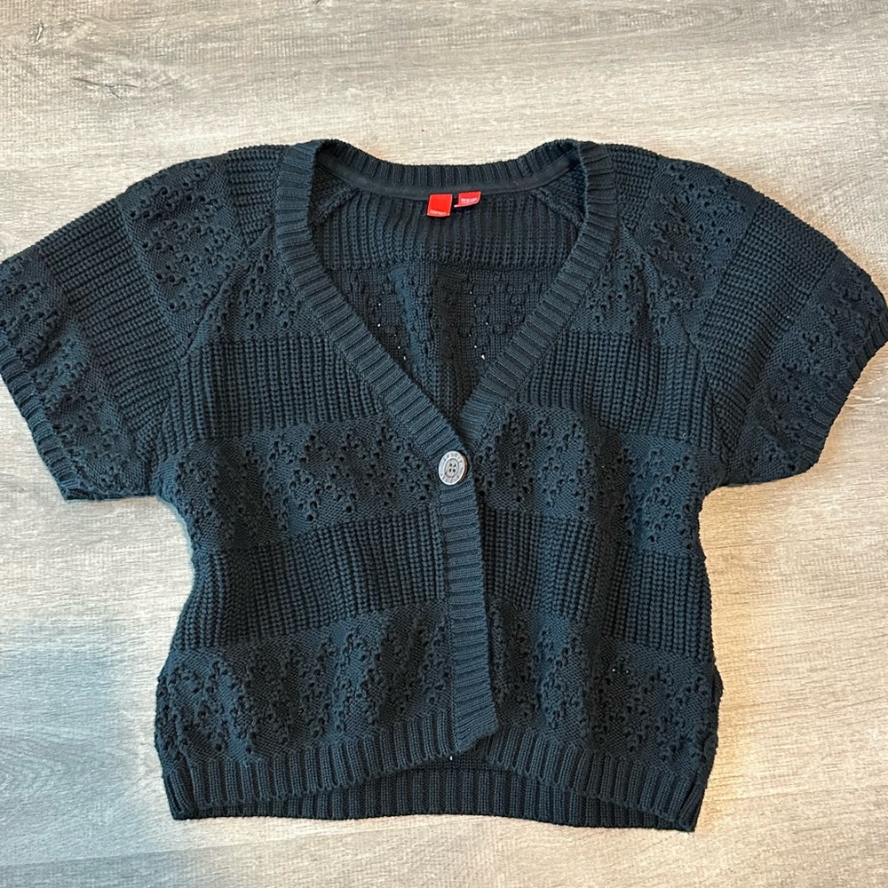 Esprit Black Short Sleeve crop Knit Sweater